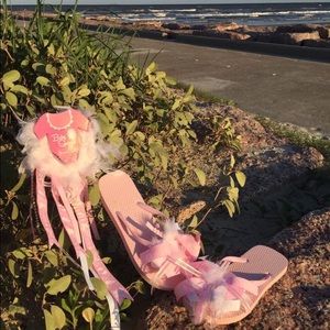 Baby Shower Flip Flops and Corsage.